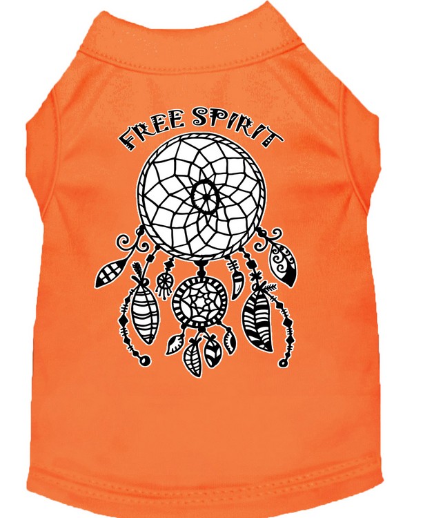 Free Spirit Screen Print Dog Shirt Orange XS